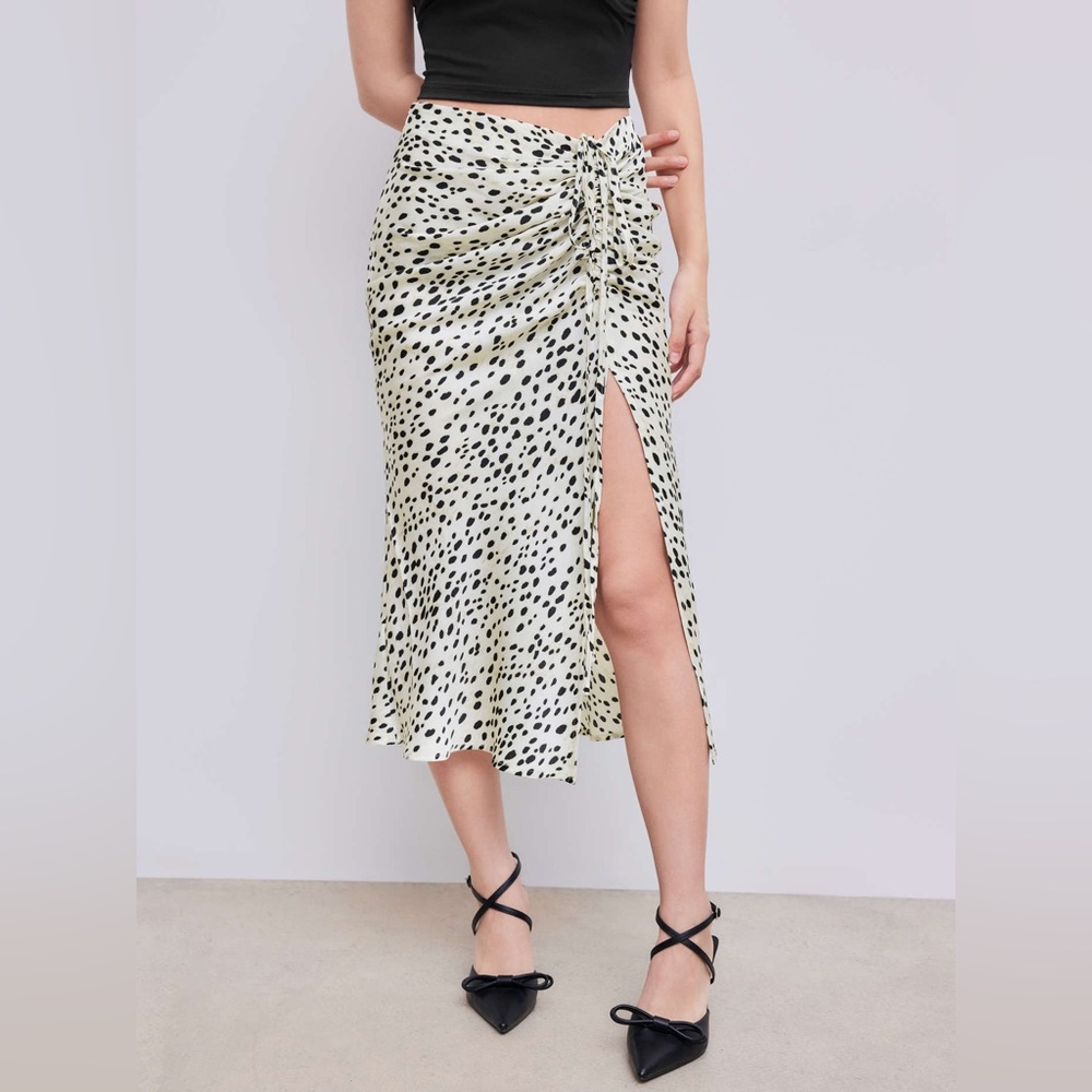 Cider Spot Leopard Print Drawstring Split Maxi Skirt - like new! Size M